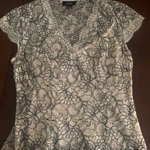 Vintage Alfani Lace Blouse Cream/Black Size 4